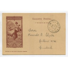 ARGENTINA ENTERO POSTAL GJ TAR-43-E TARJETA POSTAL CON ILUSTRACION AL DORSO USADO U$ 10